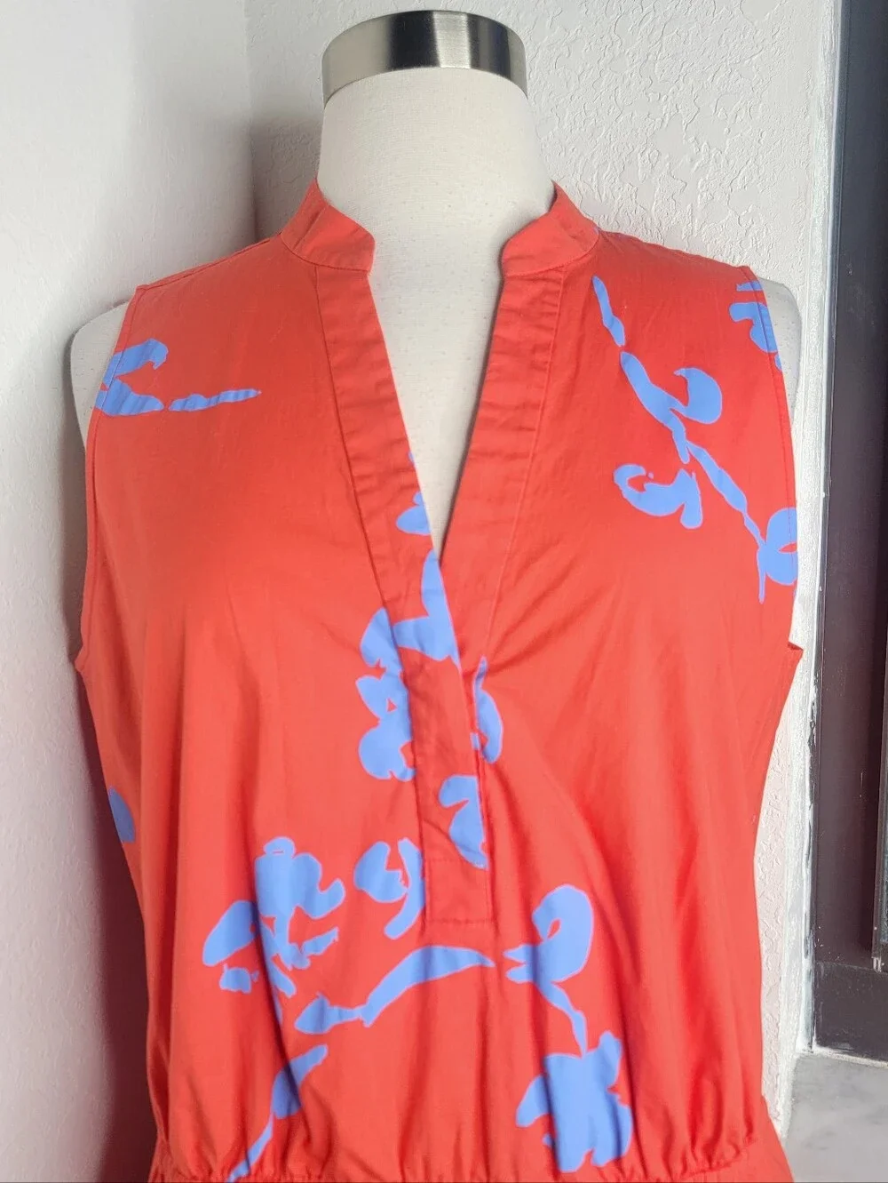 TORY BURCH Garden Port Sleeveless Cotton Poplin Dress 10.